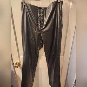 New Port News Jeanology collection black faux leather pants. Size 14